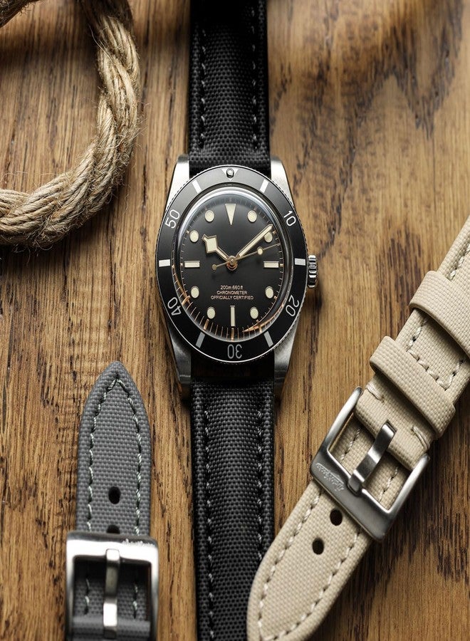 WatchGecko Atlas Sailcloth Waterproof Watch Strap - Quick-Release Spring Bars, Brushed Stainless-Steel Buckle, 18mm-22mm Sizes, 5 Colour Options - Durable & Comfortable - 18mm, 19mm, 20mm, 21mm, 22mm - Image 5