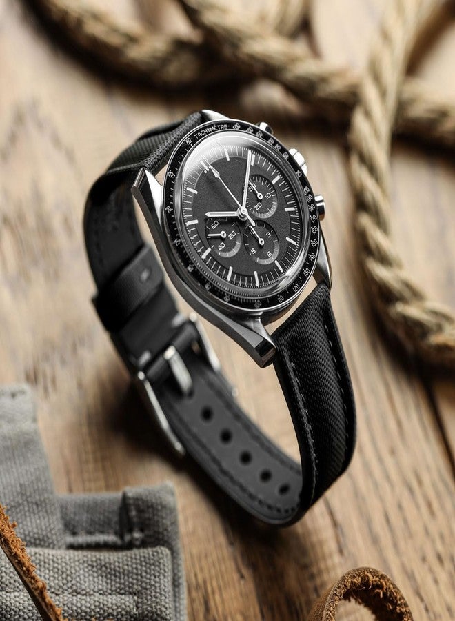 WatchGecko Atlas Sailcloth Waterproof Watch Strap - Quick-Release Spring Bars, Brushed Stainless-Steel Buckle, 18mm-22mm Sizes, 5 Colour Options - Durable & Comfortable - 18mm, 19mm, 20mm, 21mm, 22mm - Image 4