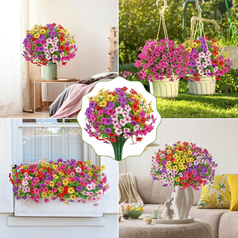 Besteek 20 Bundles Artificial Flowers for Outdoors Decoration Fake Silk Flowers UV Resistant Faux Plants Artificial Daisy Eucalyptus for Spring Summer Garden Yard Porch Window Home Decor, Mix Colors - Image 5