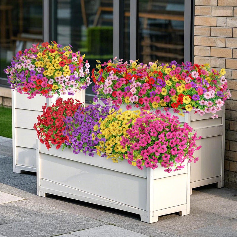 Besteek 20 Bundles Artificial Flowers for Outdoors Decoration Fake Silk Flowers UV Resistant Faux Plants Artificial Daisy Eucalyptus for Spring Summer Garden Yard Porch Window Home Decor, Mix Colors - Image 3