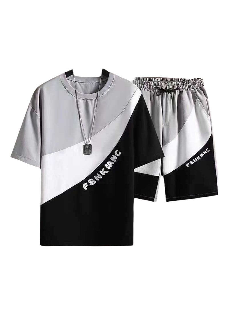 Summer suit short-sleeved T-shirt handsome trendy shorts half-sleeved top suit  - Image 1