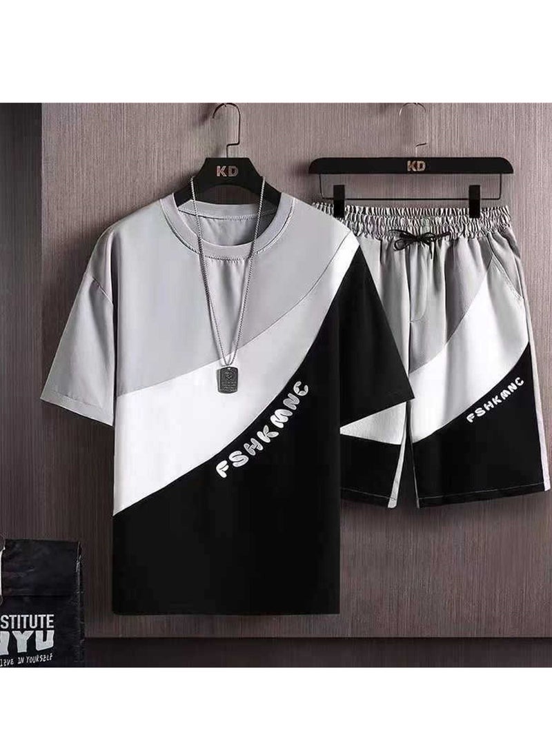 Summer suit short-sleeved T-shirt handsome trendy shorts half-sleeved top suit  - Image 2