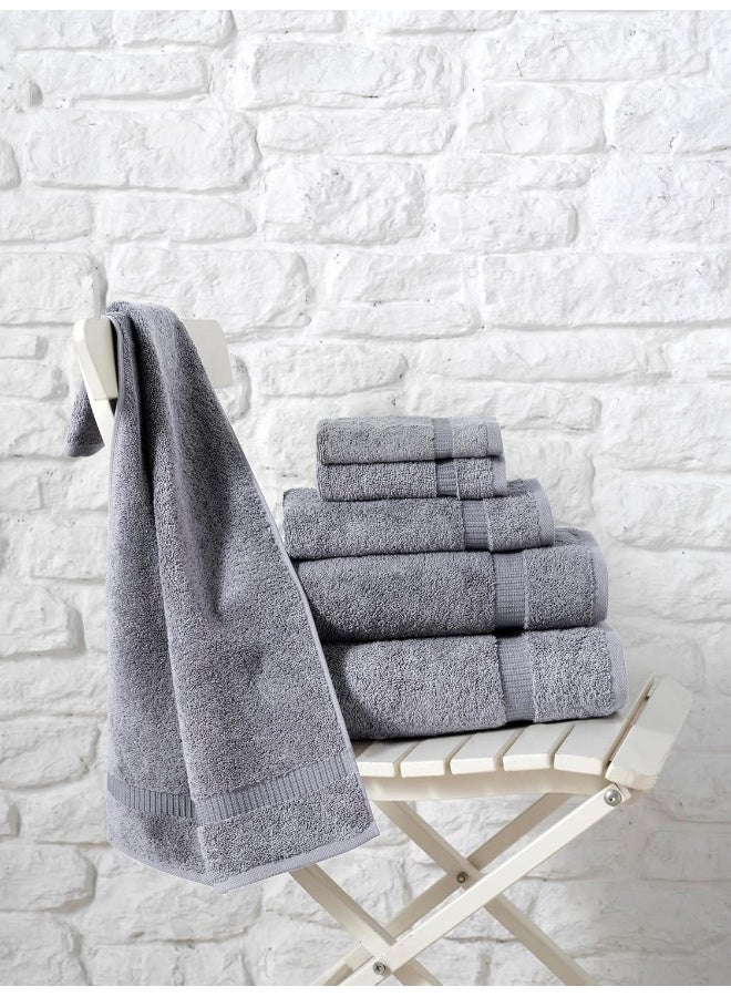 SALBAKOS  Luxury 6 Piece Towel Set 100 Turkish Cotton Quick Drying Highly Absorbent  Comfy Includes 2 Bath Towels 2 Hand Towels  2 Washcloths  Gray - Image 2