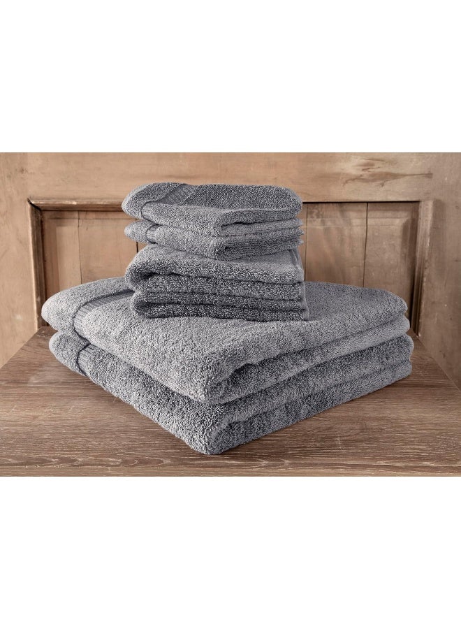 SALBAKOS  Luxury 6 Piece Towel Set 100 Turkish Cotton Quick Drying Highly Absorbent  Comfy Includes 2 Bath Towels 2 Hand Towels  2 Washcloths  Gray - Image 4
