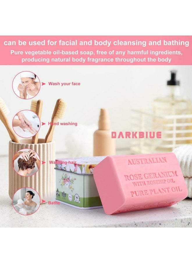 Darkblue - Australian 5In1 Functional Pure Natural Oil Soap Bar Bath Washingshea Moisture Skin Moisturizing Hair Washing Natural Fragrance(Great Smell) Wash Hand (Rose Geranium) - Image 1