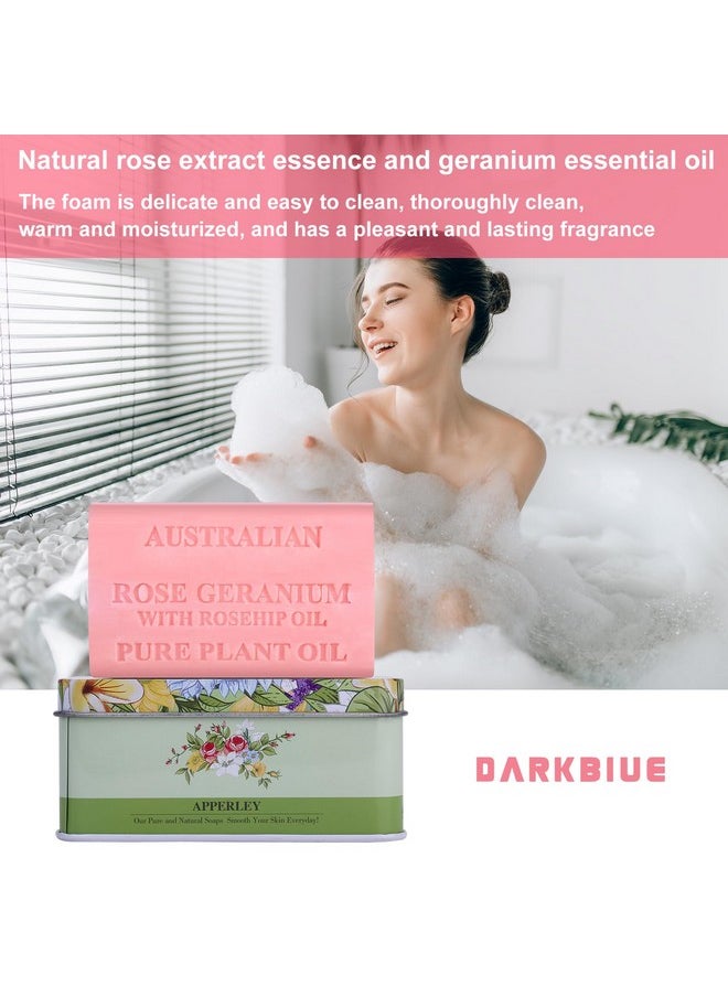 Darkblue - Australian 5In1 Functional Pure Natural Oil Soap Bar Bath Washingshea Moisture Skin Moisturizing Hair Washing Natural Fragrance(Great Smell) Wash Hand (Rose Geranium) - Image 1