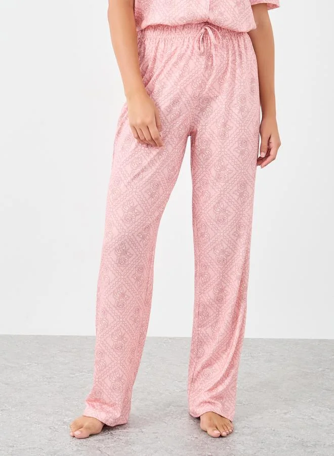 Styli Styli Floral Print Piped Shirt and Pyjama Set