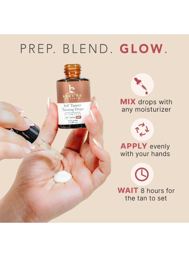 Beauty by Earth Self Tanning Drops for Face - USA Made with Organic & Natural Ingredients, Ultra Dark Face Tanning Drops to Add to Moisturizer, Self Tanner for Sunless Fake Tan & Natural Glow, Cruelty & Toxin Free - Image 2