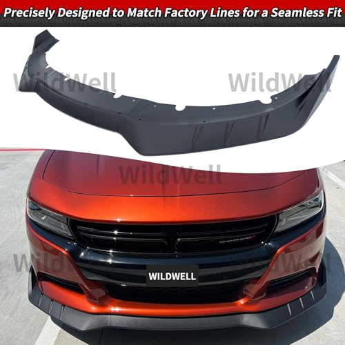WildWell Front Bumper Lip Splitter Fits 2015-2018 Dodge Charger Base & 2019-2024 Dodge Charger SXT Only, Front Lip Spoiler Accessories Air Dam Chin Guard Matte Black - Image 3