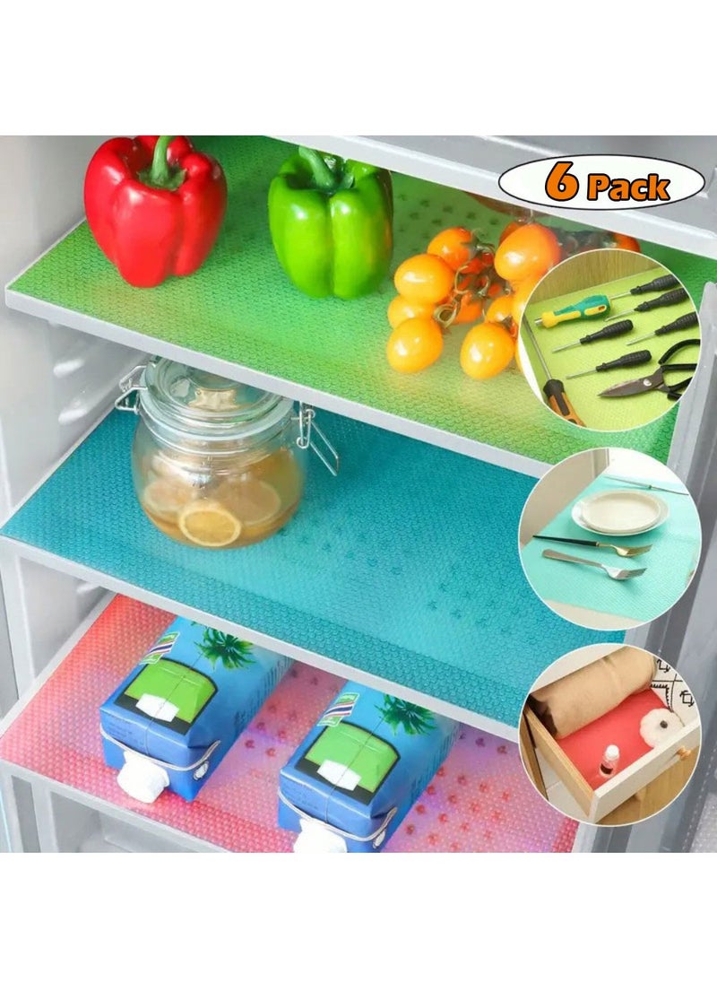 MODERN HOME 6 Pieces Refrigerator Liners for Shelves, Washable Refrigerator Mats, Kitchen Cover Pads for Shelves, Cupboard, Freezer, Table Mat And Cabinet  - Image 1