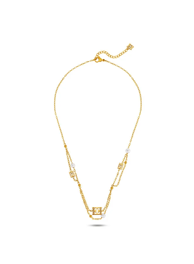 Escada Florence Gold Plated 316L Stainless Steel Layered Chain Necklace for Women