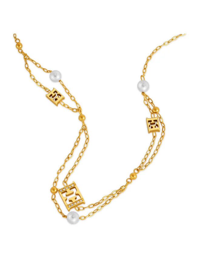 Escada Florence Gold Plated 316L Stainless Steel Layered Chain Necklace for Women
