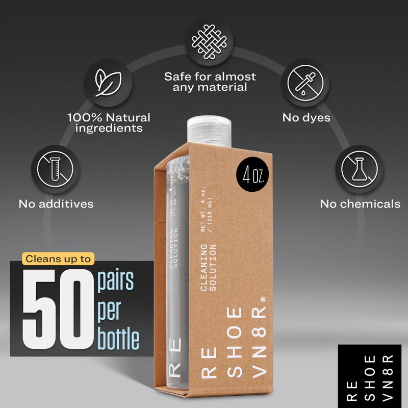 RESHOEVN8R Essential Shoe Cleaning Kit â€“ Sneaker Cleaner with 4oz Solution, 3 Brushes & Microfiber Towel â€“ Safe for Suede, Leather, Canvas, Mesh & Nubuck â€“ Up to 50 Cleans - Image 5