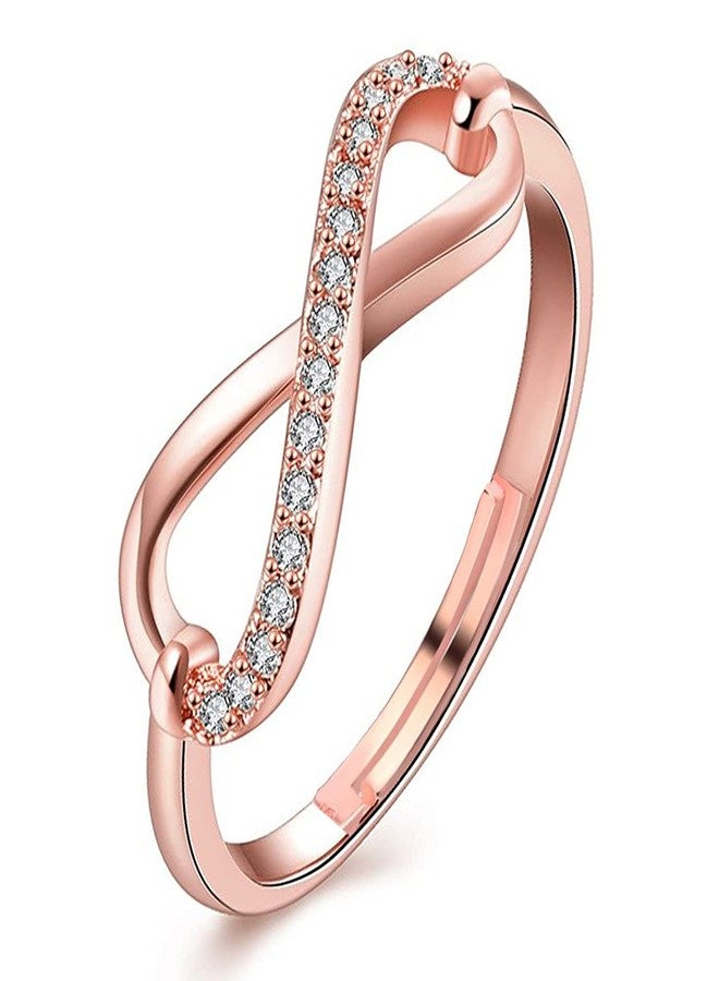 Okos Rose Gold Plated Crystal Jewellery Combo Set Of 2 Adjustable Link Bracelets, Infinity Finger Ring, Dew Drop Pendant And Cherry Shape Pendant Necklace Set Crafted For Women CO1000352 - Image 4
