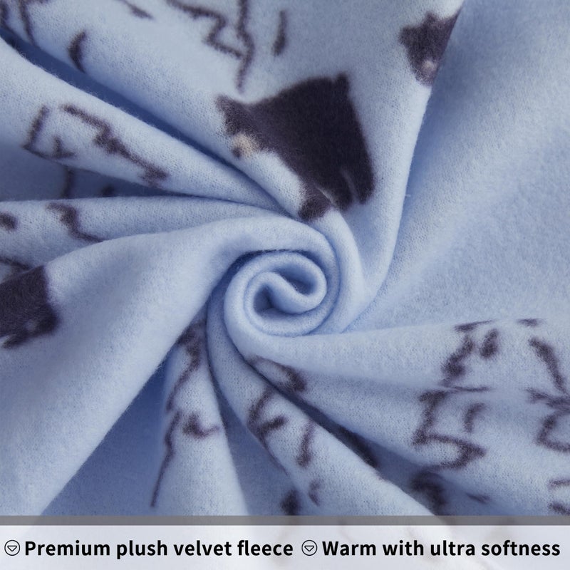 Viviland Micro Fleece Full Bed Sheet Set, Christmas Holiday Flannel-Like Polar Fleece Fitted Sheets with 15" Deep Pocket, Blue Bear Printed Winter Velvet/Velour Double Sheets & Pillowcase Set - Image 5
