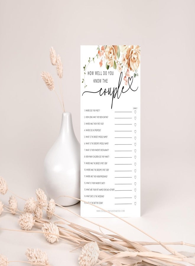 Your Main Event Prints 50 Pack of Bridal Shower Games, How Well Do You Know The Couple and Who Knows The Bride Best, Floral Modern Minimalistic Design. - Image 5