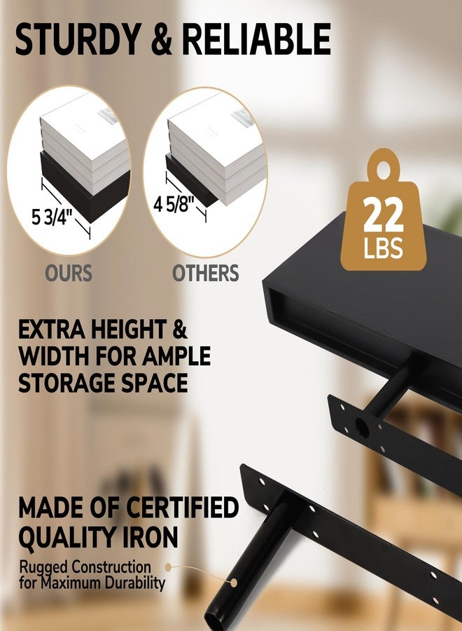 BAMEOS Floating Shelves Wall Mounted Wooden Shelves with Invisible Brackets Set of 2, Hanging Wall Decor for Bedroom, Bathroom, Living Room and Kitchen - Image 4