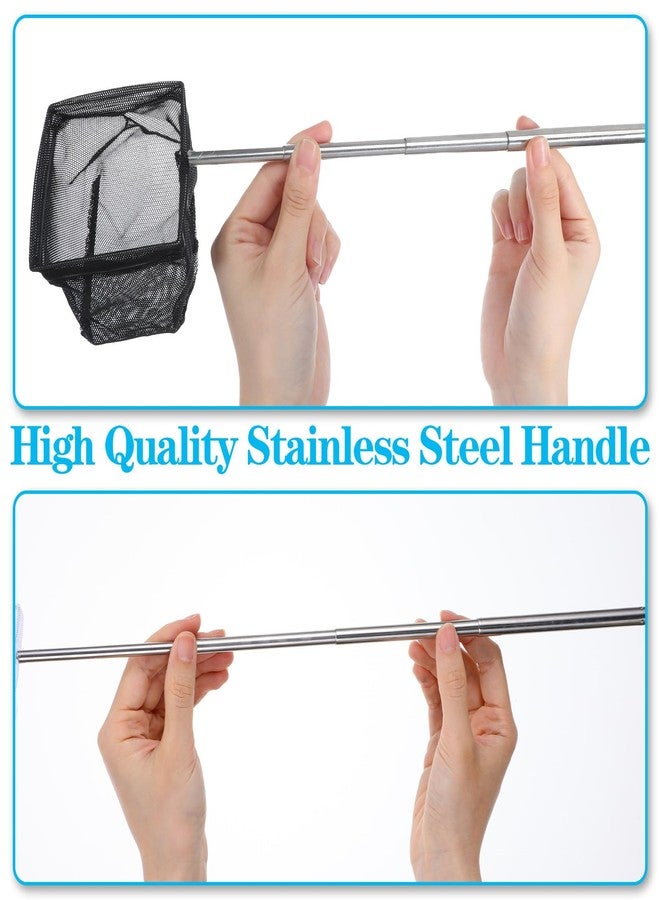 Tyqour 2 Pcs Aquarium Nets, Small Fish Tank Nets, Fine Mesh Shrimp Net, Long Handle Fishing Net for Fishes Shrimp Tank, Pond, Creek, with Extendable Handle 5.3-15.8 Inch (Black) - Image 4