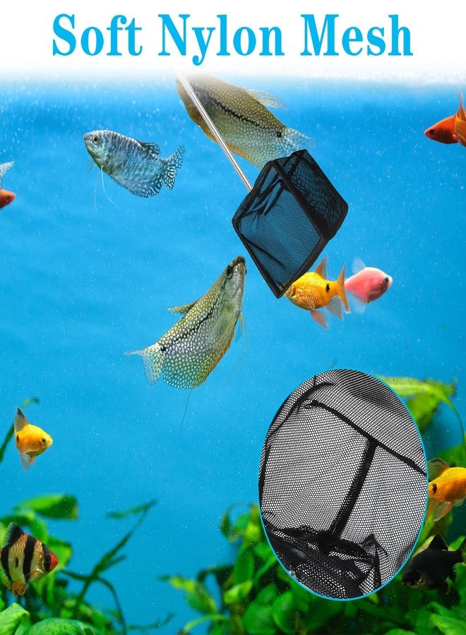 Tyqour 2 Pcs Aquarium Nets, Small Fish Tank Nets, Fine Mesh Shrimp Net, Long Handle Fishing Net for Fishes Shrimp Tank, Pond, Creek, with Extendable Handle 5.3-15.8 Inch (Black) - Image 3
