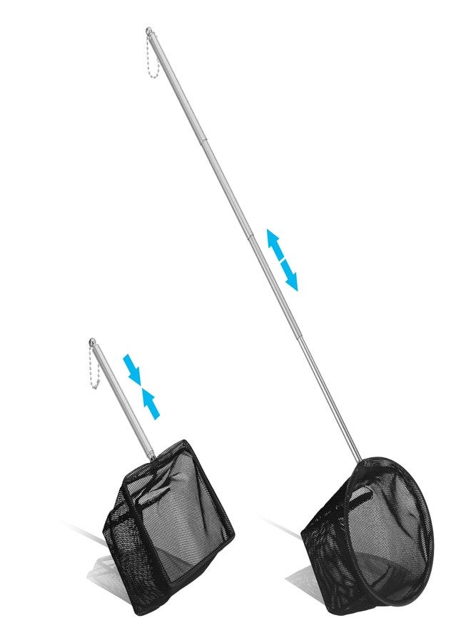 Tyqour 2 Pcs Aquarium Nets, Small Fish Tank Nets, Fine Mesh Shrimp Net, Long Handle Fishing Net for Fishes Shrimp Tank, Pond, Creek, with Extendable Handle 5.3-15.8 Inch (Black) - Image 1