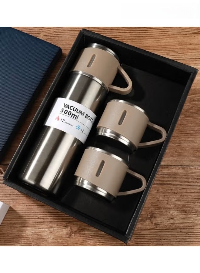 3 قطع مجموعة أكواب القهوة المعزولة مع 2 كوب،مق قهوة مج قهوة كوب قهوة  للسفر ترمس القهوة العربية، أكواب معزولة 500 مل - Image 1