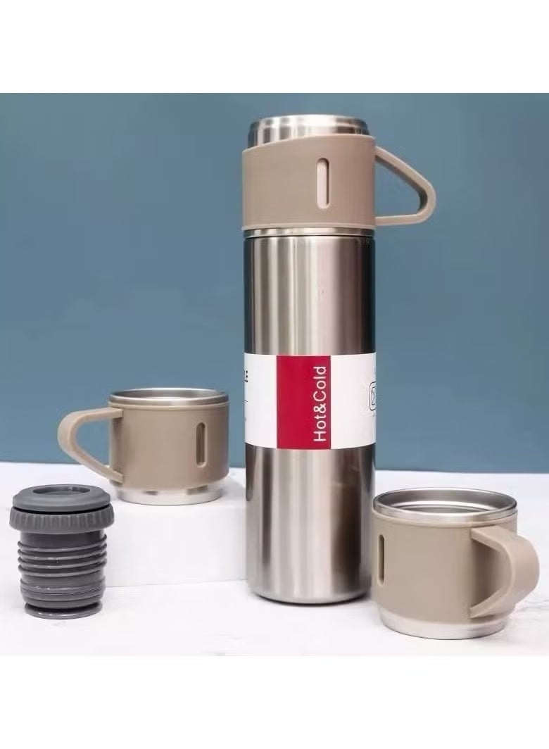 3 قطع مجموعة أكواب القهوة المعزولة مع 2 كوب،مق قهوة مج قهوة كوب قهوة  للسفر ترمس القهوة العربية، أكواب معزولة 500 مل - Image 3