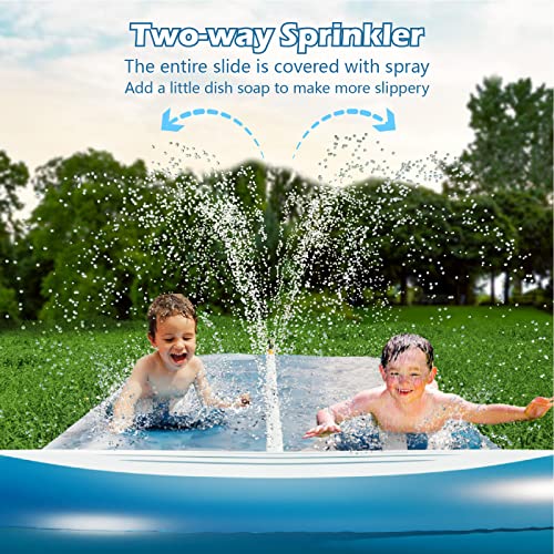 Jasonwell Slip and Slide Lawn Waterslide 20Ft Heavy Duty Lawn Slip Water Slide for Kids Adults with Splash Sprinkler N 2 Bodyboards Backyard Summer Outside Outdoor Water Play Toys Shark2Lanes - Image 5
