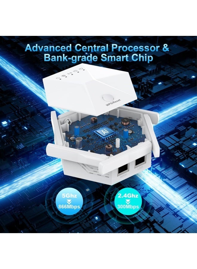 معزز ومكرر شبكة واي فاي لاسلكي طويل المدى بتردد 5 جيجاهرتز/2.4 جيجاهرتز، 6 هوائيات، 1200 ميجابت في الثانية، ثنائي النطاق، تغطية تصل إلى 10000 قدم مربع - أسود - Image 3