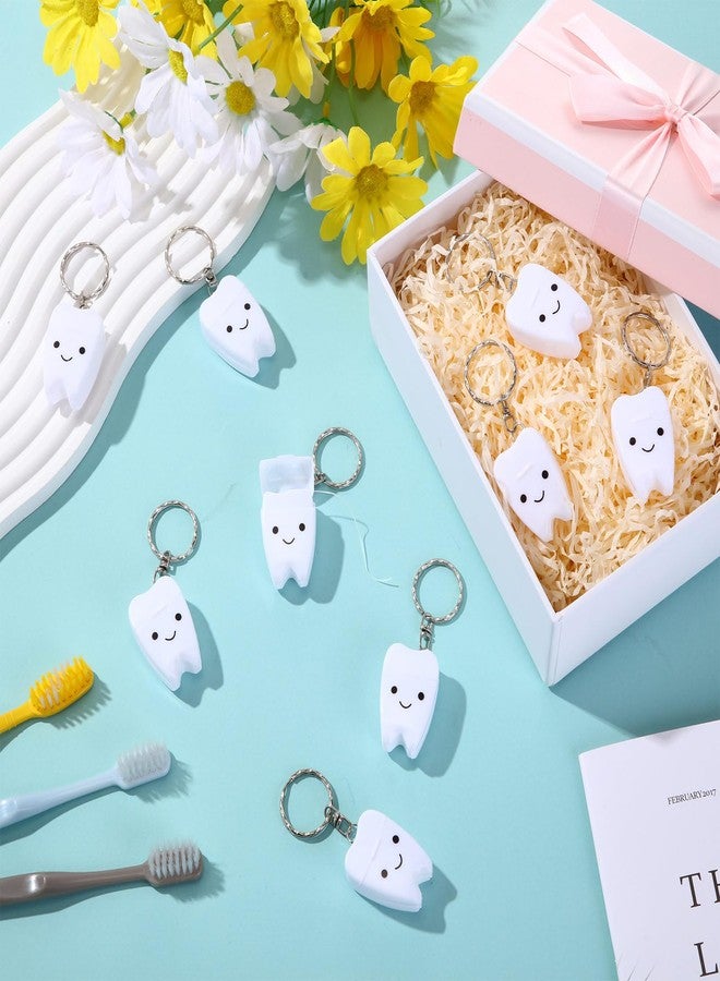 Landical 96 Pcs Mini Dental Floss Keychain Bulk Tooth Shaped Portable Teeth Floss Cleaning for Homeless Party Favors Travel Donated Gifts Teeth Cleaning Oral Care Mint Flavor 15 M /16. 4 Yard - Image 4