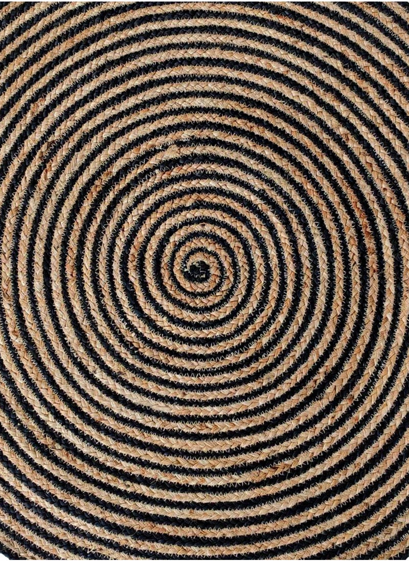 Ramsha - Jute rug round outdoor rug Br-004 braided rug for living room,kitchen,bedroom black color carpet. - Image 1