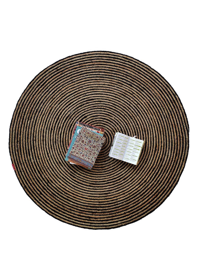 Ramsha - Jute rug round outdoor rug Br-004 braided rug for living room,kitchen,bedroom black color carpet. - Image 1