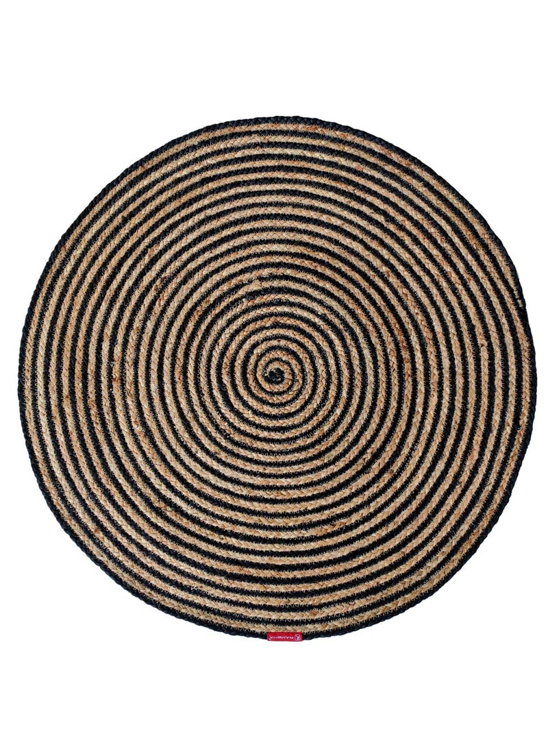 Ramsha - Jute rug round outdoor rug Br-004 braided rug for living room,kitchen,bedroom black color carpet. - Image 1