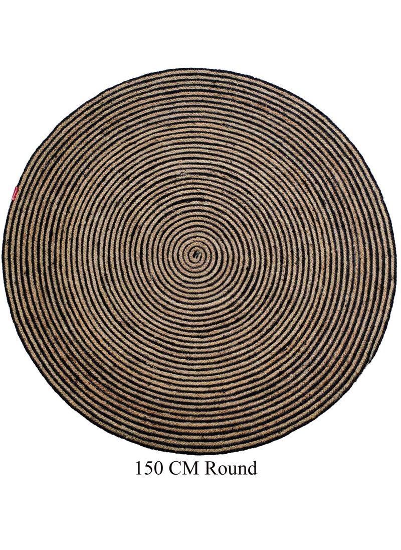 Ramsha - Jute rug round outdoor rug Br-004 braided rug for living room,kitchen,bedroom black color carpet. - Image 1