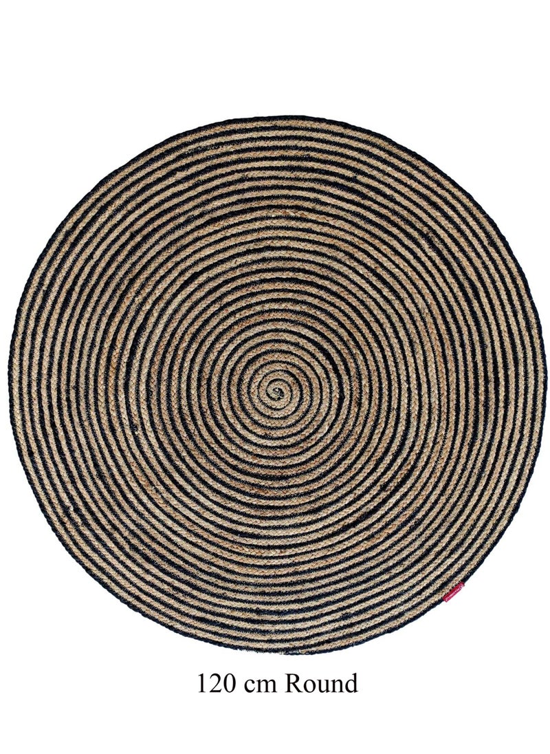 Ramsha - Jute rug round outdoor rug Br-004 braided rug for living room,kitchen,bedroom black color carpet. - Image 1
