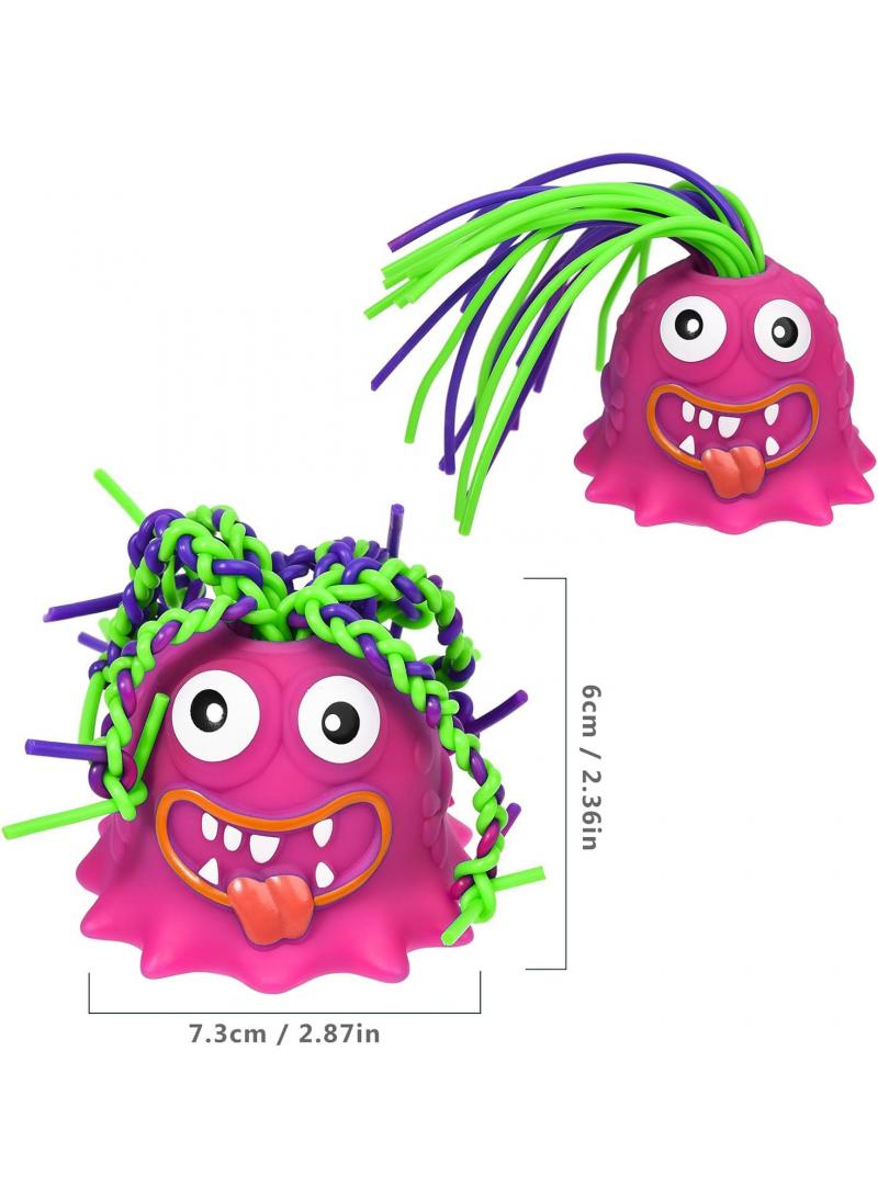 Hair Pulling Little Monster Can Be Tied Braids Decompression Vent Toys Educational Creative Vent Novelty Monster Big Eyes Boy Special Stress Reliever Toys Pink - Image 3