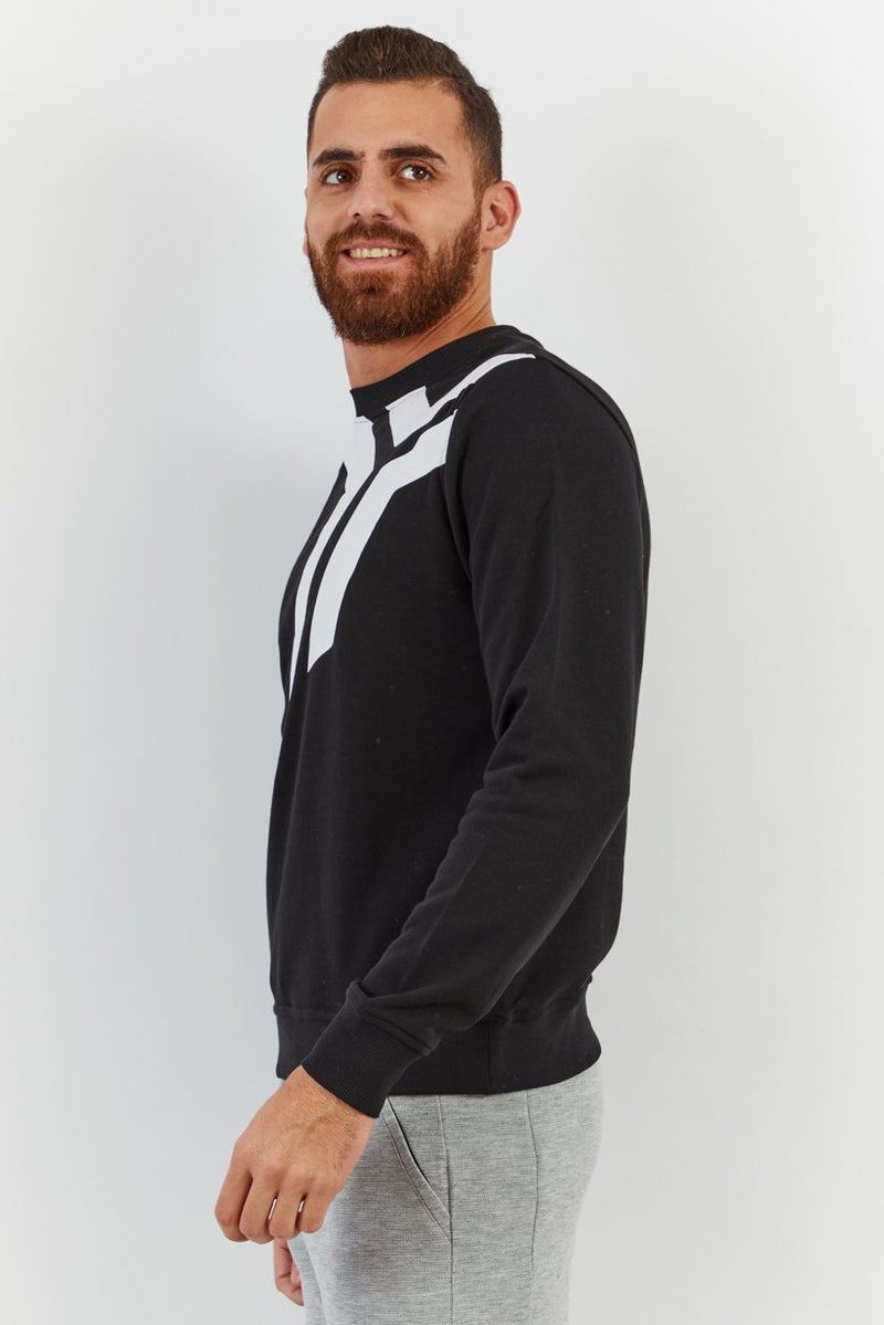 JOHN RICHMOND Men Crew Neck Textured Long Sleeve Sweatshirt, Black - Image 4