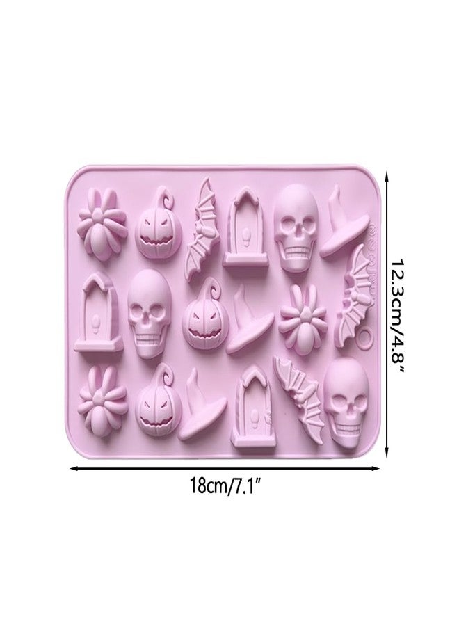 DONGKER Halloween Silicone Mold,5 PCS 18 Cavity 3D Skull Pumpkin Witch Hat Mold for Chocolate Gummy Cream Jelly Cheese Candy Bars - Image 4