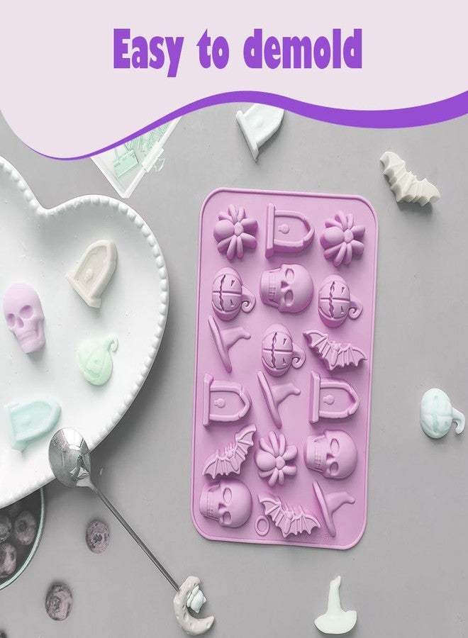DONGKER Halloween Silicone Mold,5 PCS 18 Cavity 3D Skull Pumpkin Witch Hat Mold for Chocolate Gummy Cream Jelly Cheese Candy Bars - Image 5