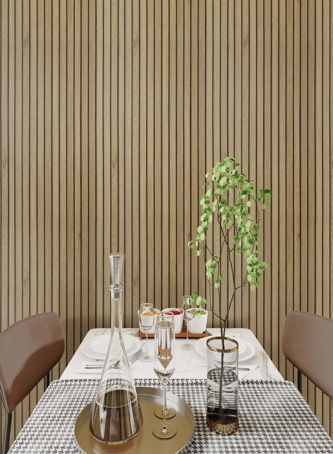 Livelynine Slats Wood Wallpaper Peel and Stick Removable Natural Wood Contact Paper Peel & Stick Accent Wall Vinyl Beadboard Paneling Faux Wood Slat Wall Panel Wallpaper for Bedroom Bathroom 15.8x78.8 - Image 4