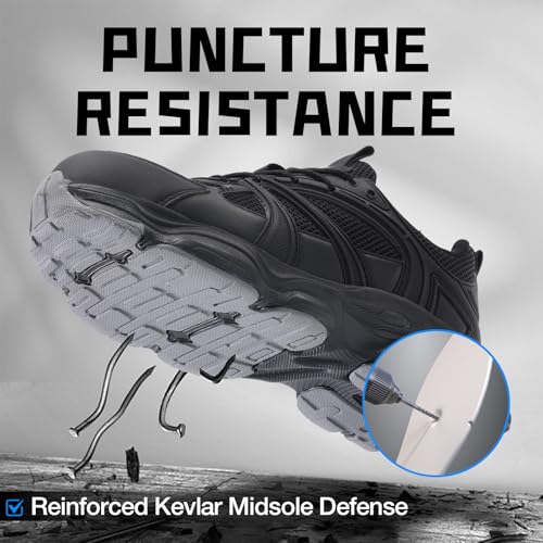GUYISA Steel Toe Safety Shoes for Men Women Puncture Resistant Lightweight Comfortable Footwear Industrial Work Shoes for Construction Warehouse Black - Image 3
