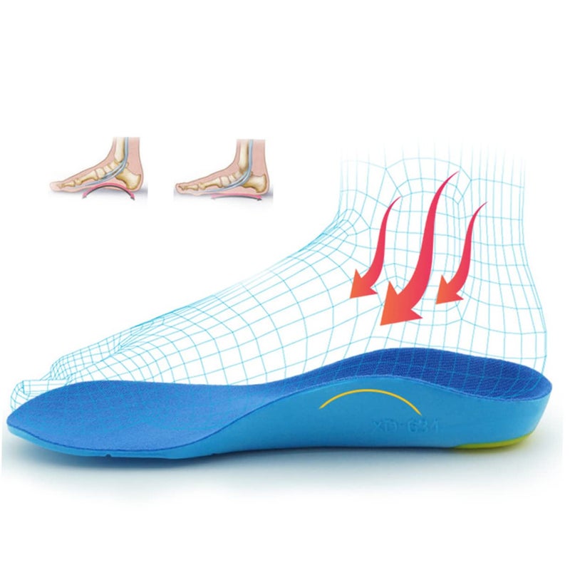 Non Slip Flatfoot Orthotic Insoles with Arch Support for Boys Blue Size 1 - Image 3