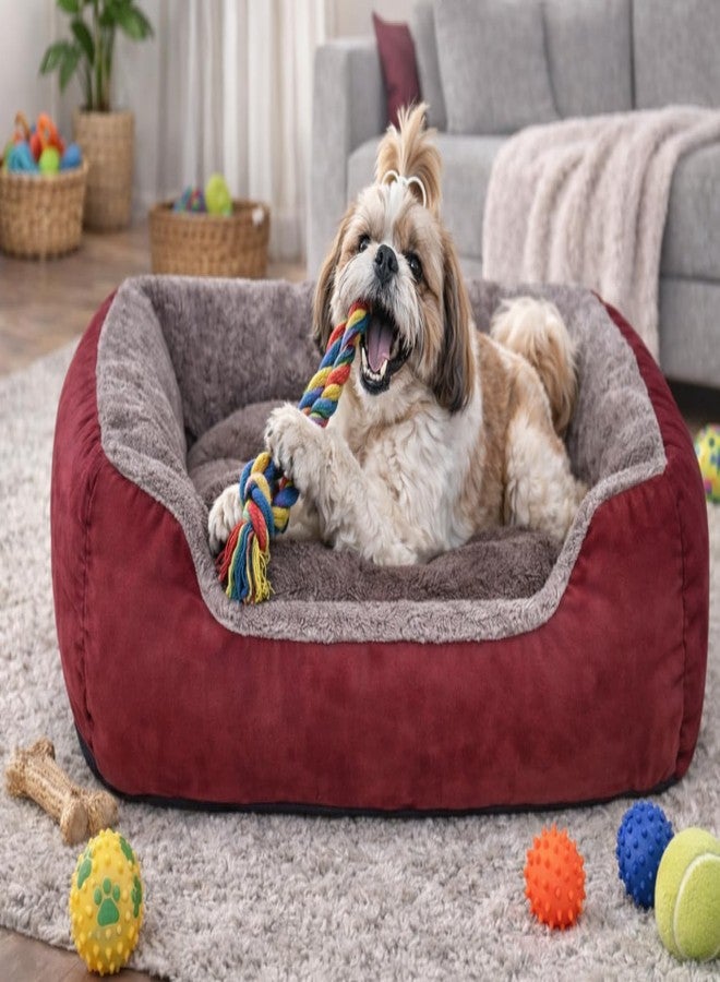SITSNOOZE Premium Orthopedic Dog Bed XL for Large Dogs 20 to 30 kg Washable Reversible Cushion Sofa for Boxer, Rottweiler and Doberman Breeds (Red & Brown, XL) - Image 2