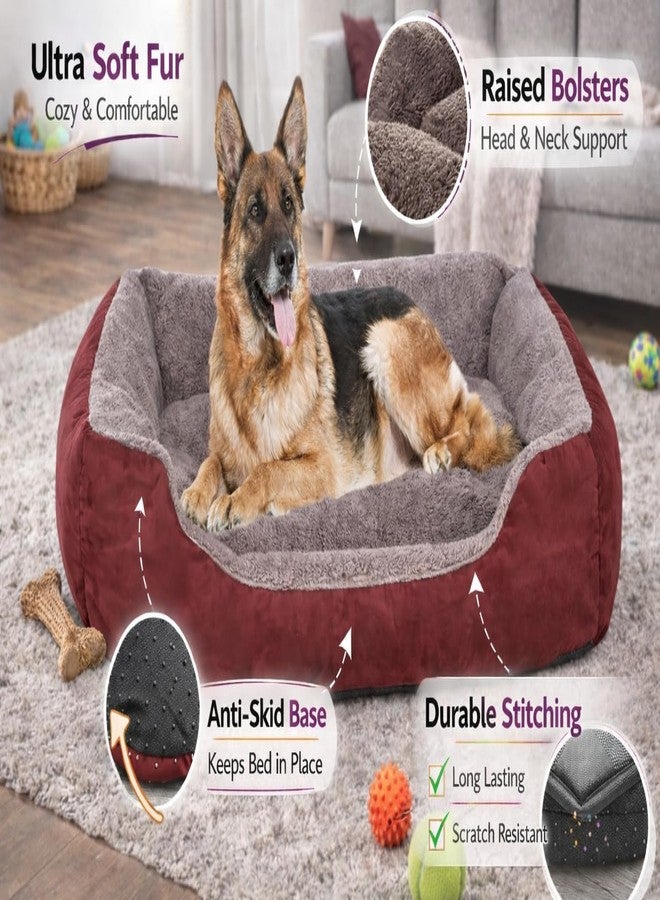 SITSNOOZE Premium Orthopedic Dog Bed XL for Large Dogs 20 to 30 kg Washable Reversible Cushion Sofa for Boxer, Rottweiler and Doberman Breeds (Red & Brown, XL) - Image 4