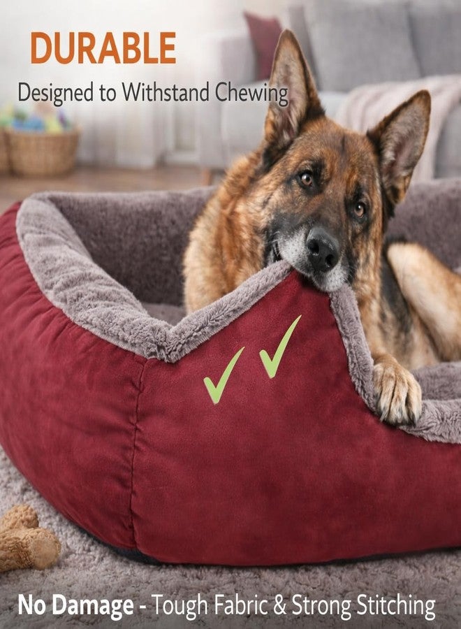 SITSNOOZE Premium Orthopedic Dog Bed XL for Large Dogs 20 to 30 kg Washable Reversible Cushion Sofa for Boxer, Rottweiler and Doberman Breeds (Red & Brown, XL) - Image 5