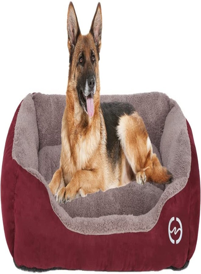 SITSNOOZE Premium Orthopedic Dog Bed XL for Large Dogs 20 to 30 kg Washable Reversible Cushion Sofa for Boxer, Rottweiler and Doberman Breeds (Red & Brown, XL) - Image 1