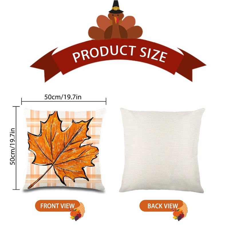 YUJUN 4 PCS Fall Pillow Covers Decoration 20x20in Buffalo Plaid Farmhouse Pumpkin Maple Leaves Thanksgiving Fall Throw Pillows Cushion Case Couch Decor for Autumn Home Outdoor Decorations - Image 2