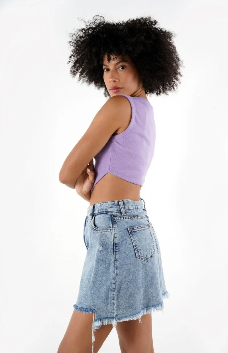 Alexander Gardi Ribbed Asymmetric Crop Blouse B24-008701