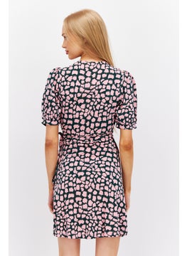 WHISTLES Women Animal Print Wrap Dress, Pink  - Image 3