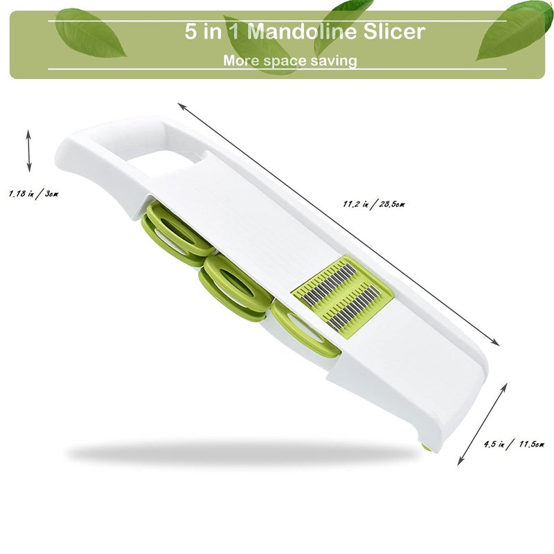 NACOLUS 5 in 1 Mandoline Slicer Vegetable Slicer Mandolin Multi Blade Potato Veggie Slicer Vegetable Cutter Julienne Shredder Potato Slicer Green - Image 5