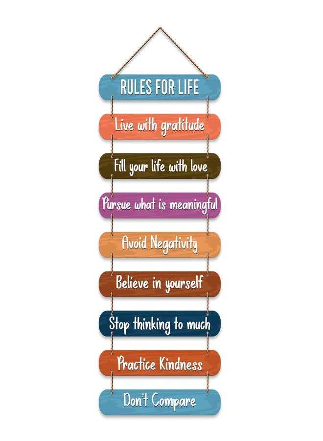Artvibes Rules for Life Quotes Printed Mdf Wooden Wall Hanging | Living Room | Office | Home Decor Items | Gifts | Wall Art For Hall | Modern Wall Decorative Accessories for Home Decoration (WH_9310N) - Image 1